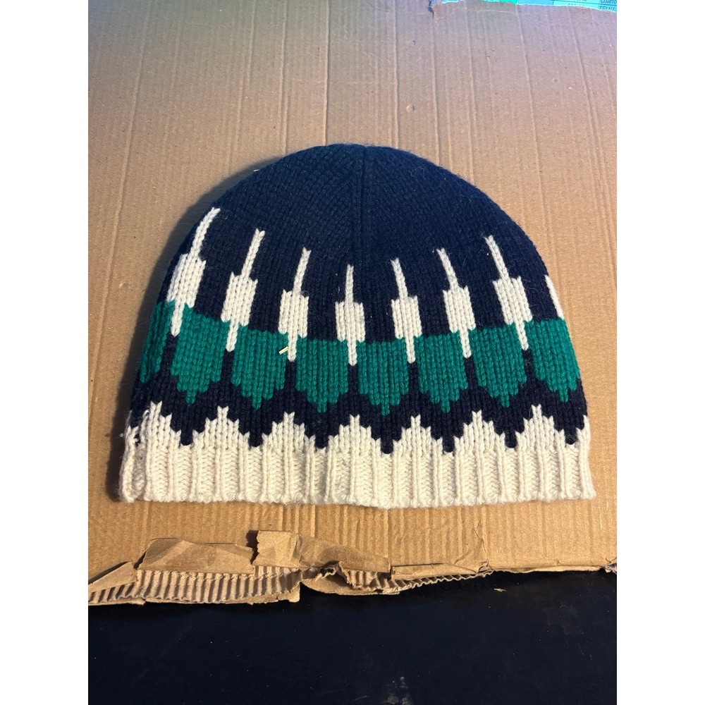 Vintage Knit Winter Hat - Green/Blue - Unisex. Never Worn